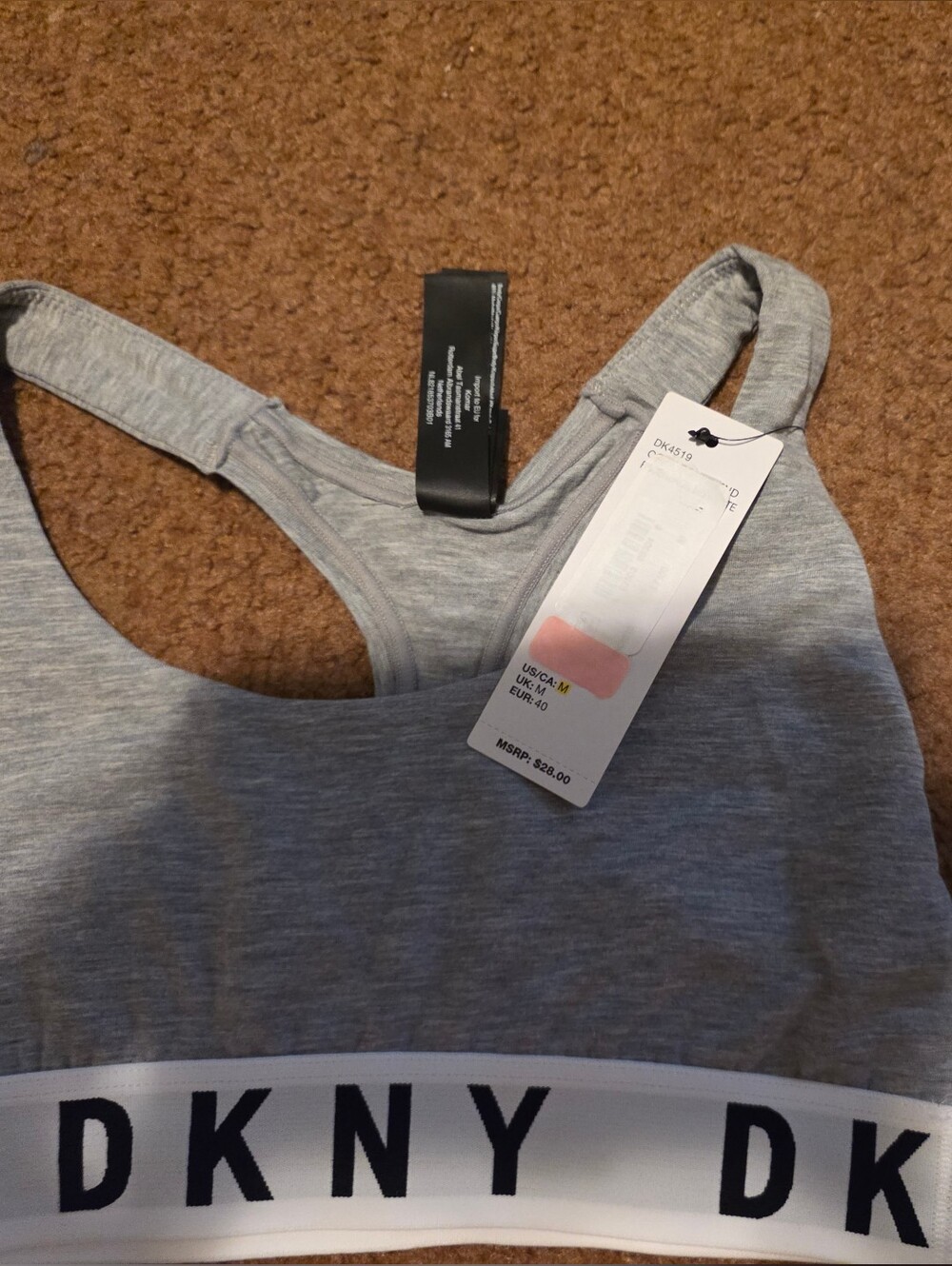 NWT- DKNY Gray Logo Sports Bra - Gray - Picture 12 of 16